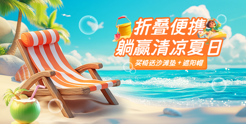 清凉季促销横版海报04