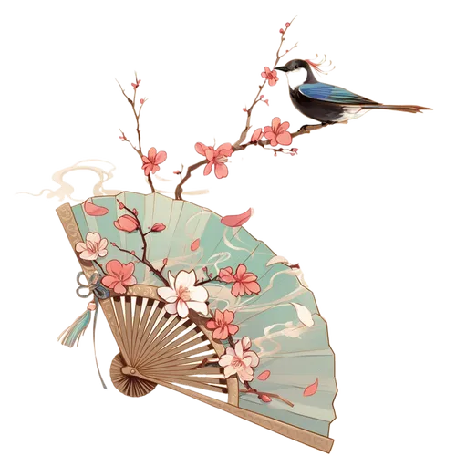 春日鸟语花香中国风艺术插画