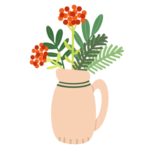 橙红花朵绿色叶片花瓶植物生机感春天春季免扣PNG素材